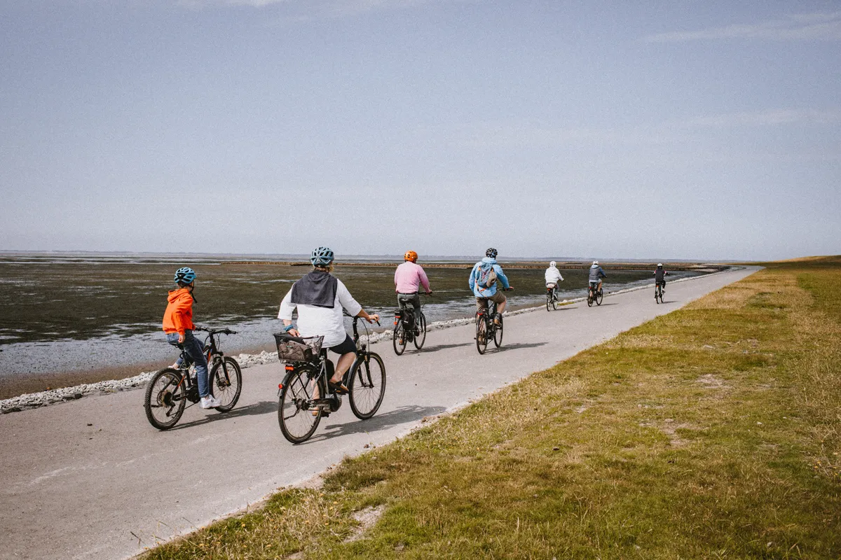Der Fahrradweg entlang des Nössedeichs in Morsum