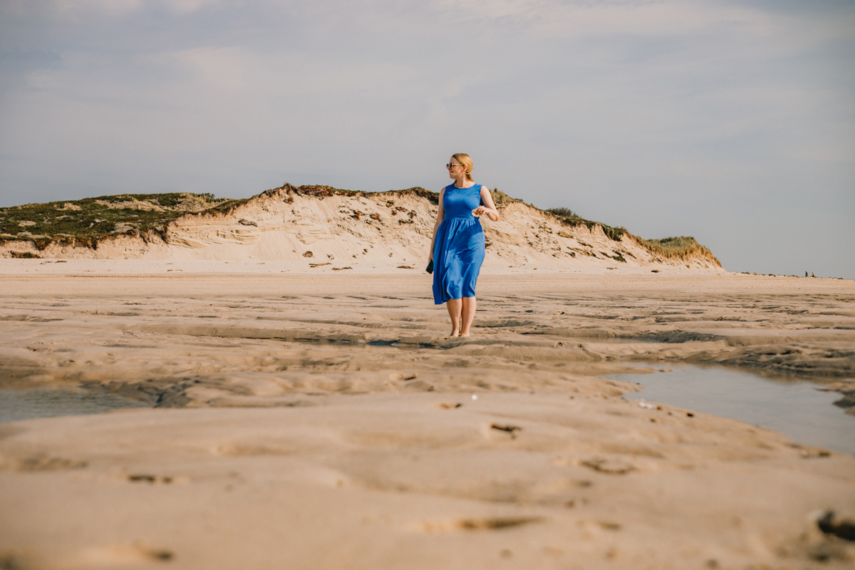 Hörnum-Odde Sylt Fräulein blaues Kleid 