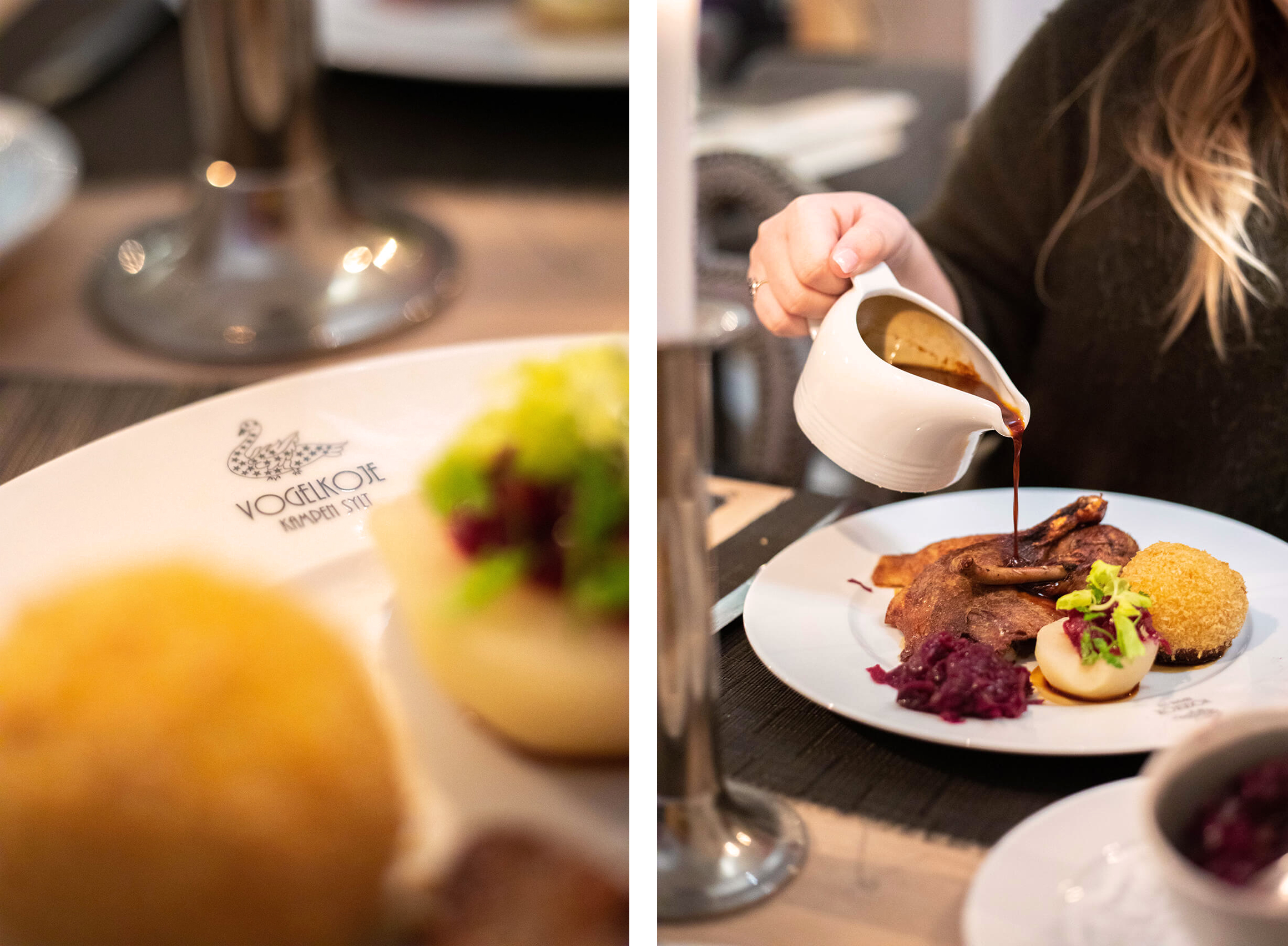 Restaurant Vogelkoje: Regionale Küche Vogelkojenente mit Kirschrotkohl und Kartoffelkloß