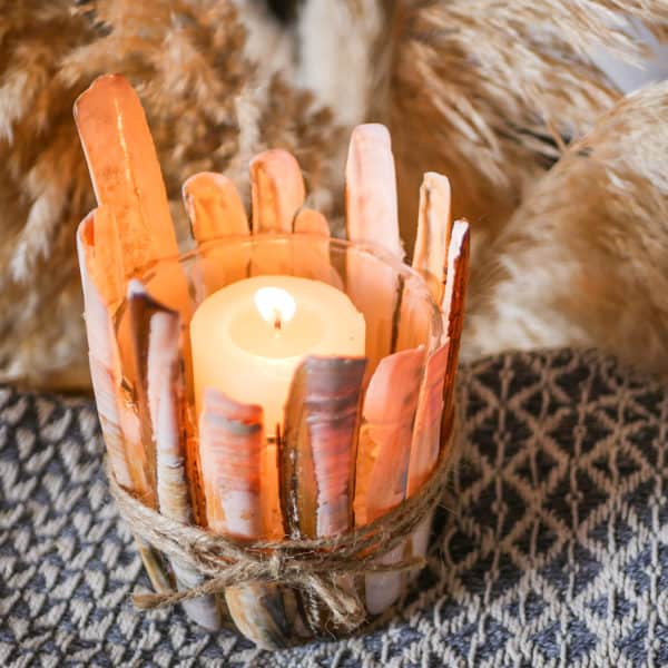 Teelicht mit Schwertmuschel DIY