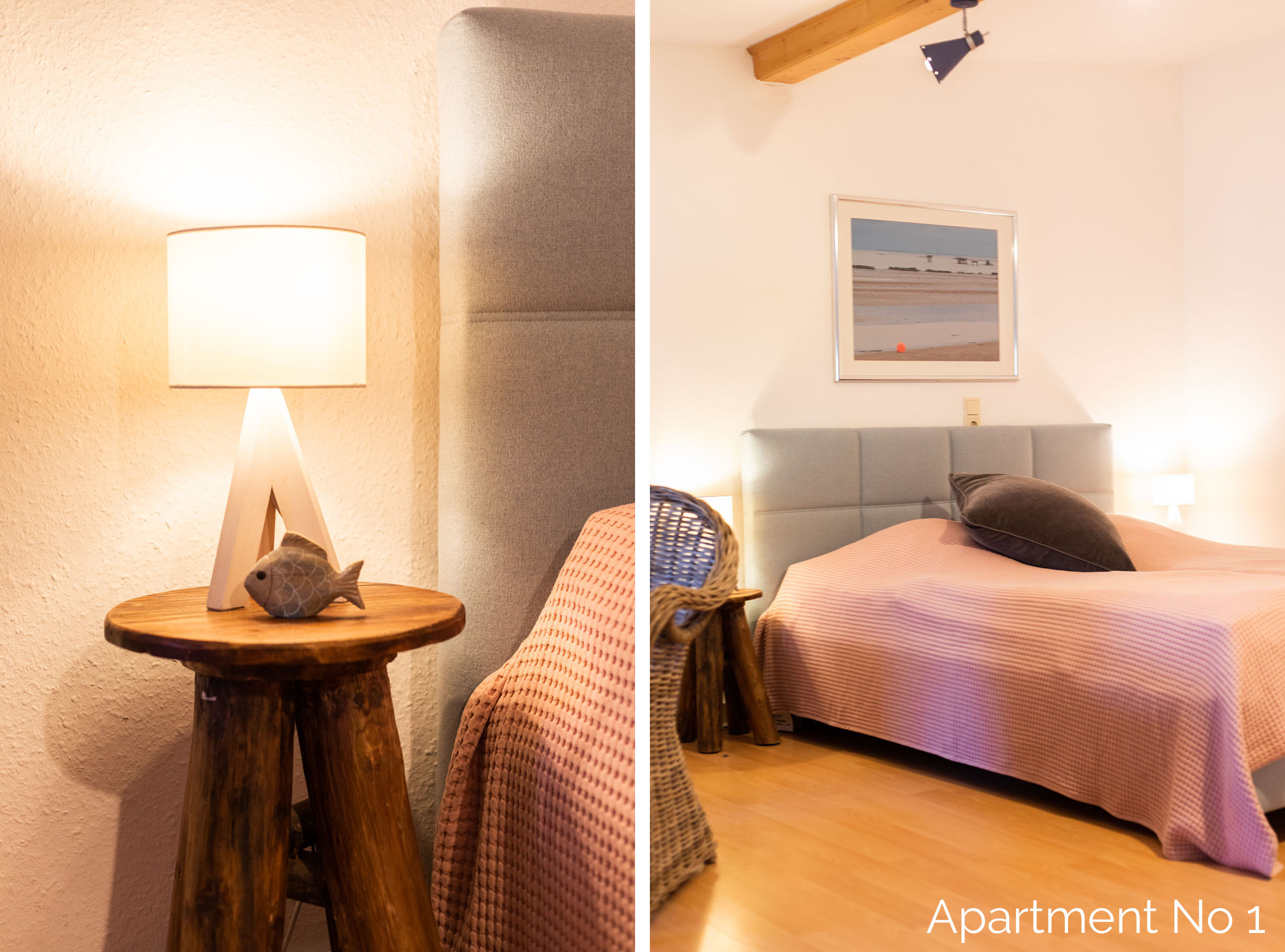 Apartment No 1 Alter Konsumverein Westerland: Nachttisch und Bett