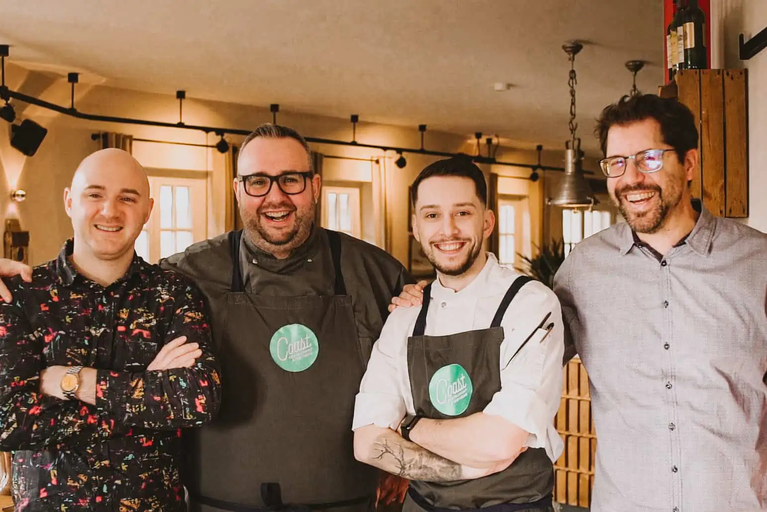 Die Mitarbeiter von Coast Restaurant & Weinbar: Serdjan, Tobias Evers, Felix Hirschmüller und Jan Hendrik Rose