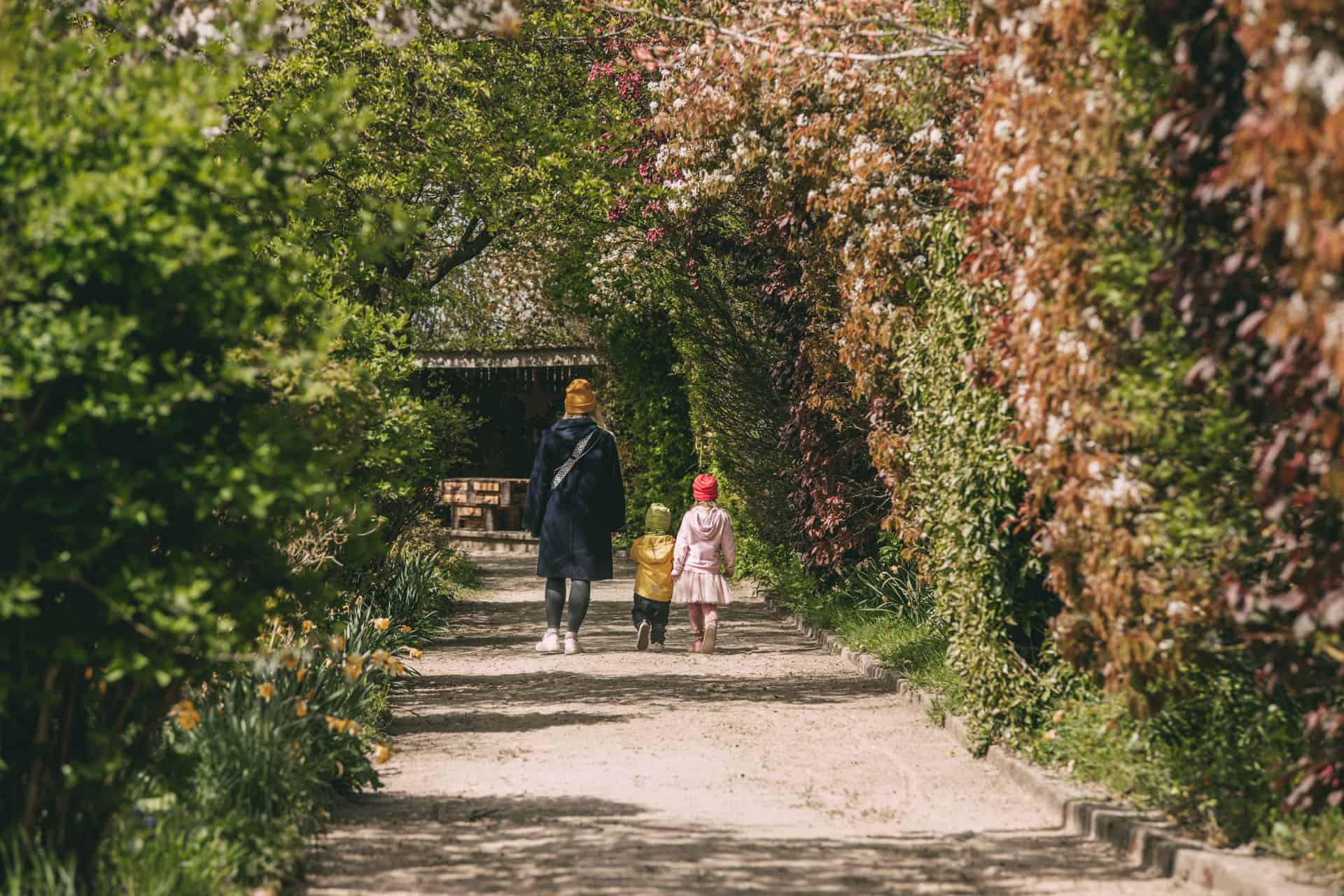 Finja mit Kindern auf Weg im Tierpark Tinnum