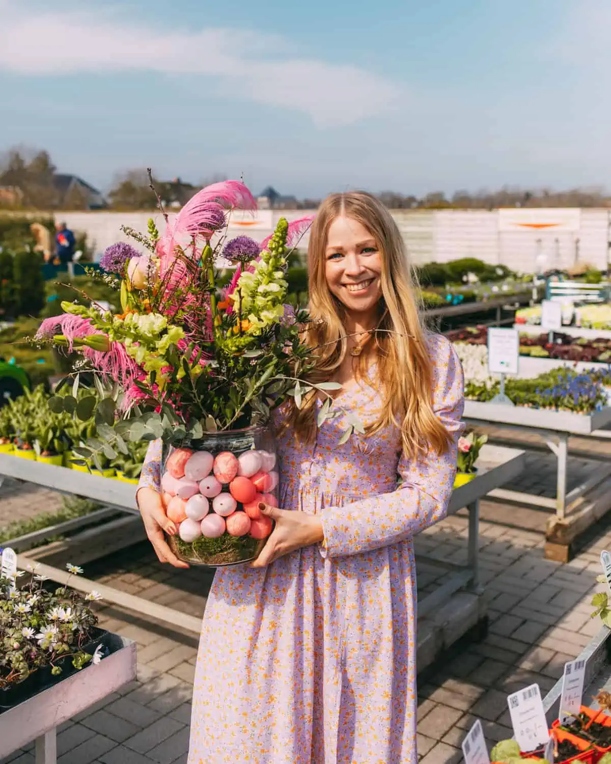 Frühling auf Sylt: Blumenstrauss und Osterdeko bei Gartencenter Harms in Keitum